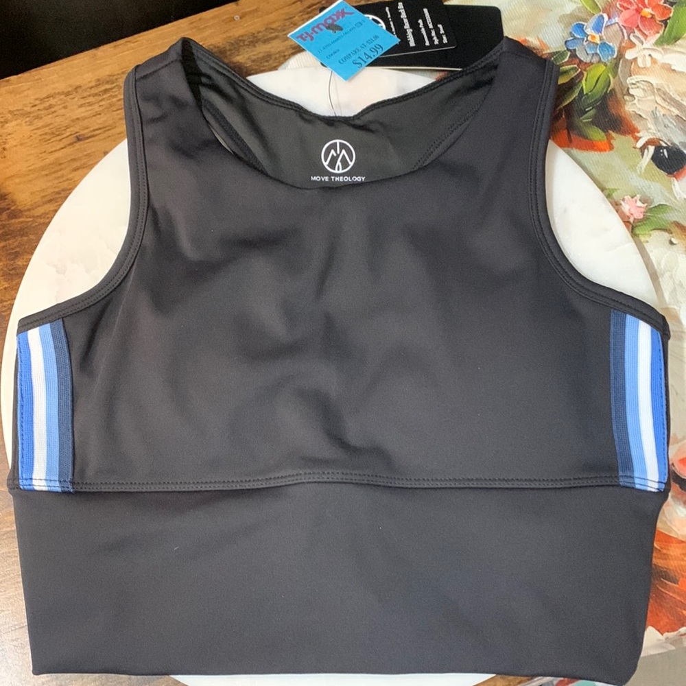Move Theology racer back crop workout sportsBra top small NWT